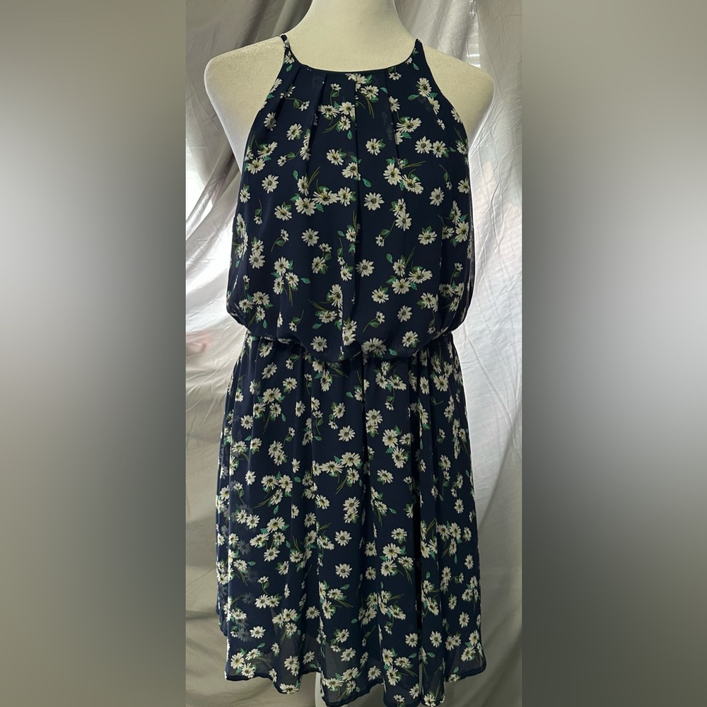Mi Ami Floral Navy Thin strap Dress